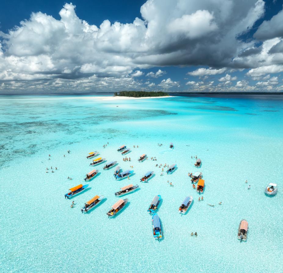 crystal clear water beach in exotic travel destination