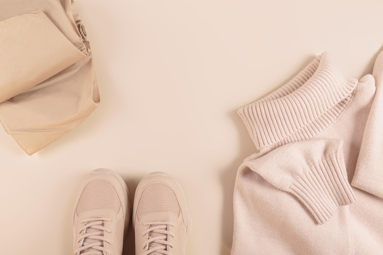 Neutral knit sweater perfect for minimalist wardrobe layering