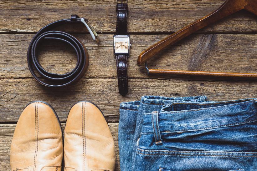 Timeless blue denim jeans paired with neutral minimalist outfit