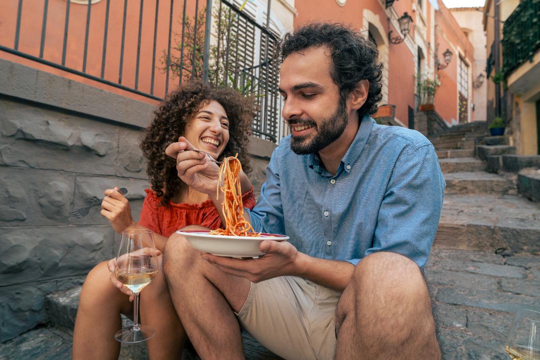 charming Italian village street with colorful houses