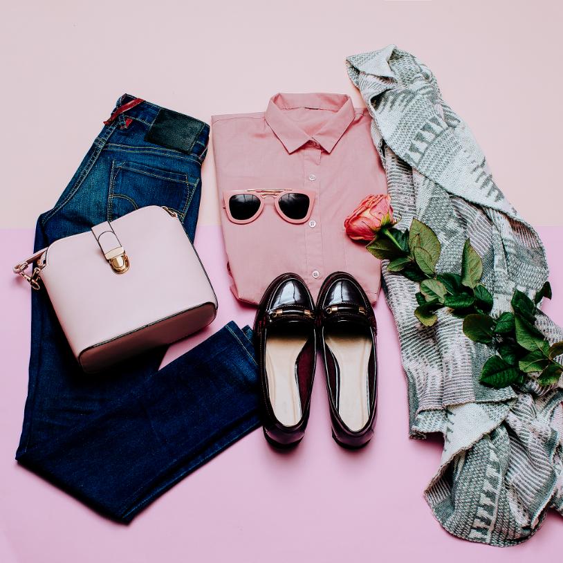 Timeless blue denim jeans paired with neutral minimalist outfit